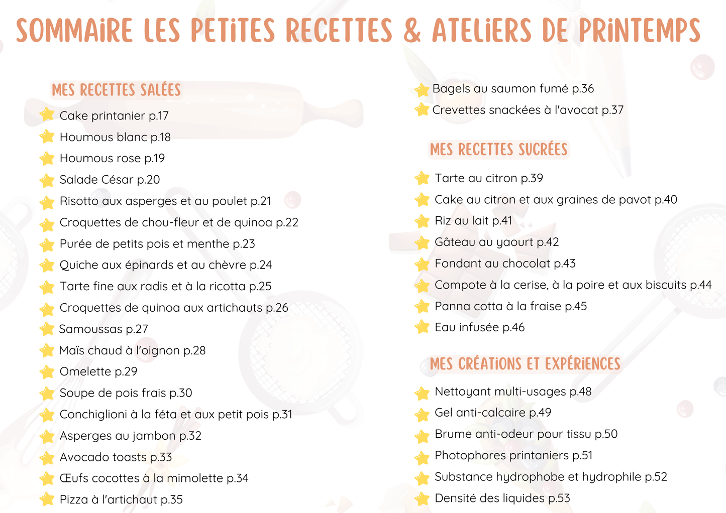 Les petites recettes - Saison printemps
